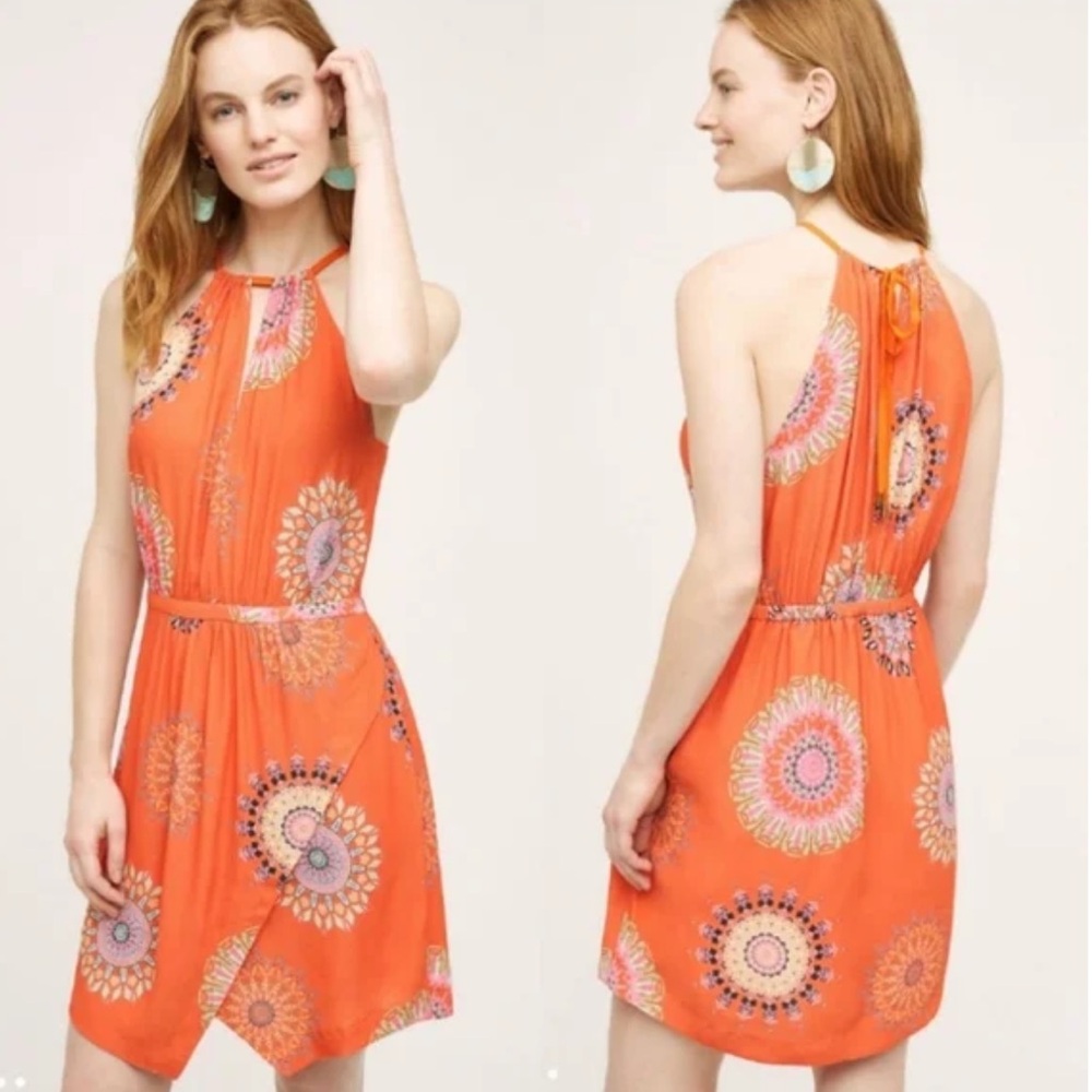 Floreat Vibrant Orange Sunburst Mini Dress